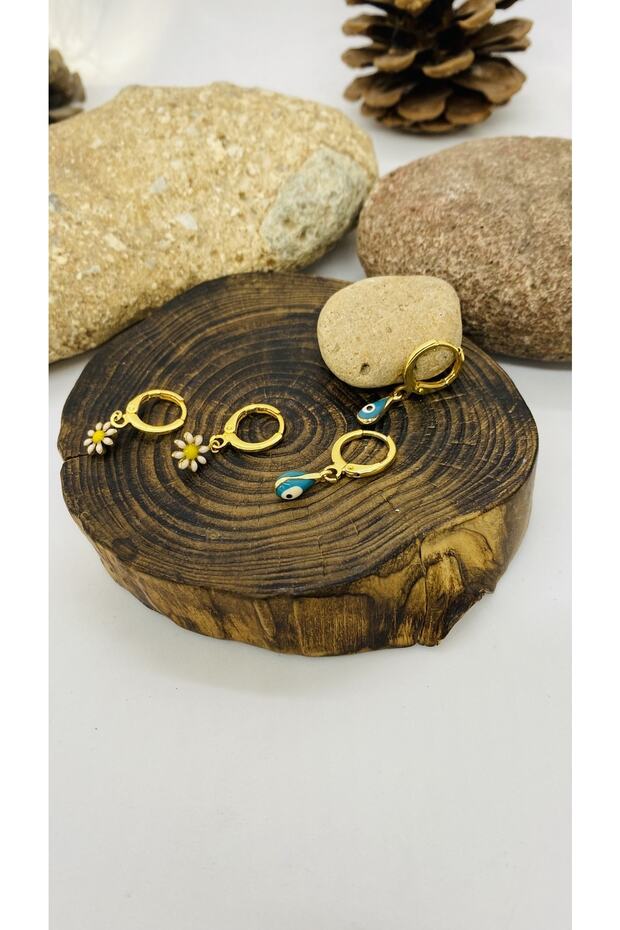 Handmade Ethnic Authentic Hippie Bohemian Daisy Evil Eye Bead Set of 4 Earrings