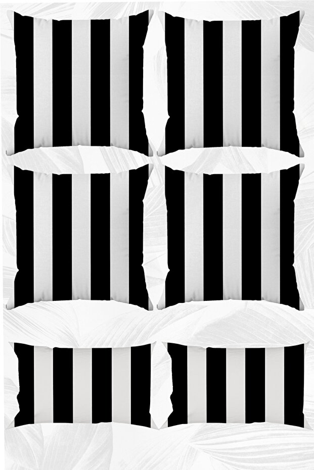 Black Striped Double-Sided Printed 43x43 Throw Pillow Case and 30x50 Rectangle Throw Pillow Case Set of 6