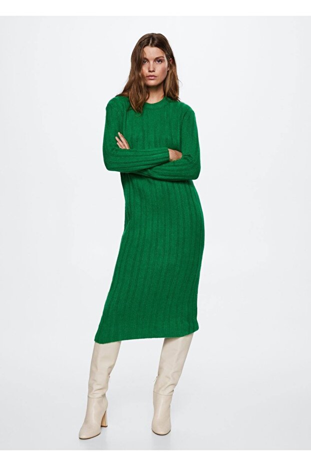 Lastikli Midi Boy Elbise - 2