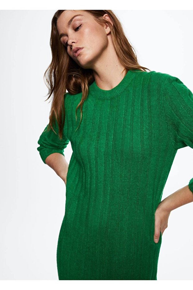 Lastikli Midi Boy Elbise - 7