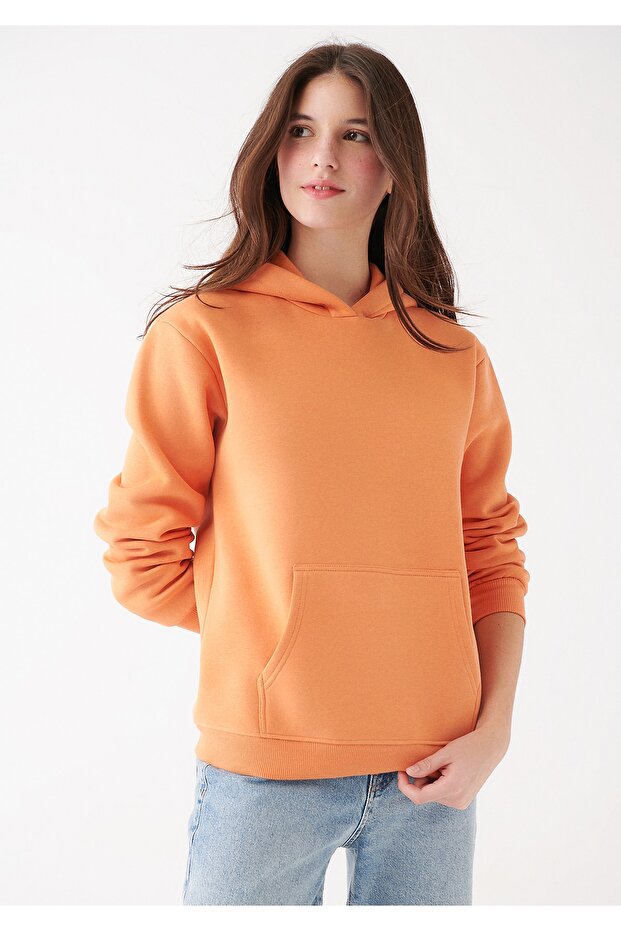 Kapüşonlu Turuncu Basic Sweatshirt 167299-71417 - 2