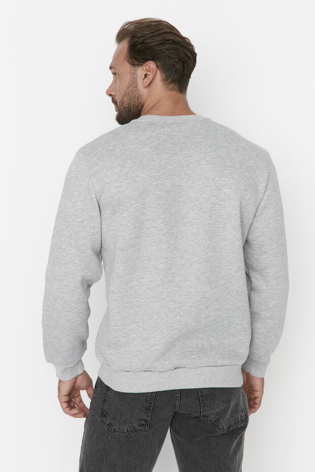 Bluza polarowa New York z haftem w kolorze szarym - regularny krój Tmnaw23Sw00481 - 9