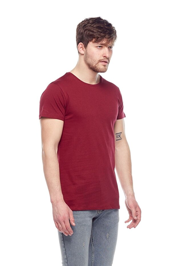 Ανδρικό μπλουζάκι Claret Red Basic - Crew Neck - 2