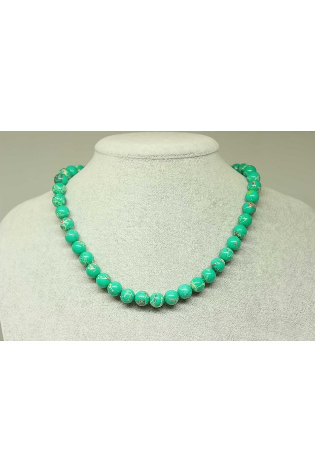 Varisite Stone Turquoise Necklace 8mm (clip)