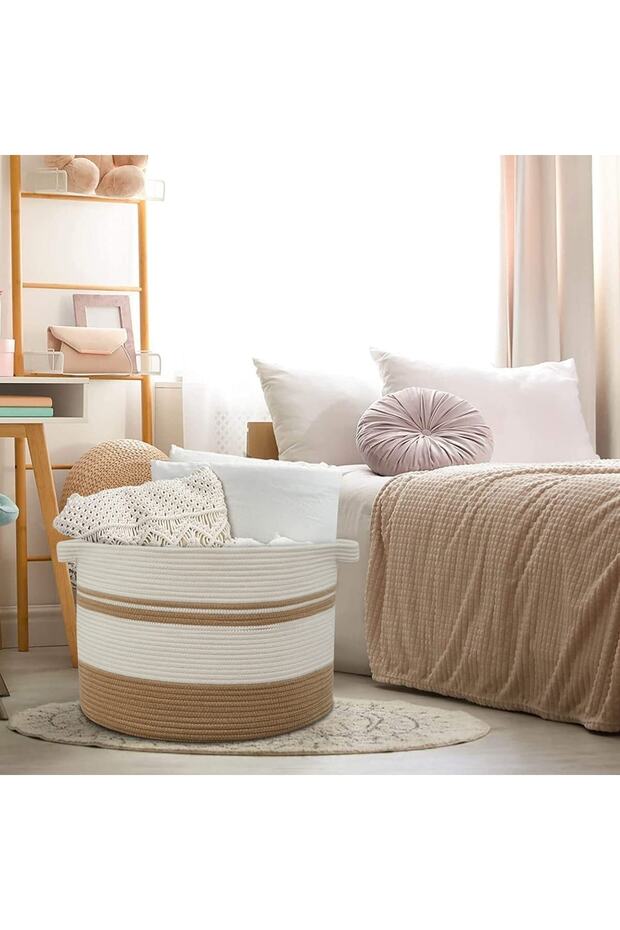 Large Size Jute Cotton Basket, Baby Stuff Collection Basket, Soft Large Storage Basket