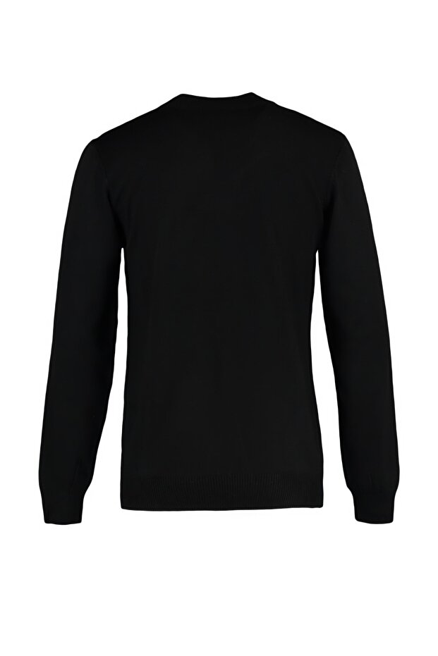 Siyah Slim Fit Dar Kesim Yarım Balıkçı Yaka Basic Kazak TMNAW21KZ0758 - 10