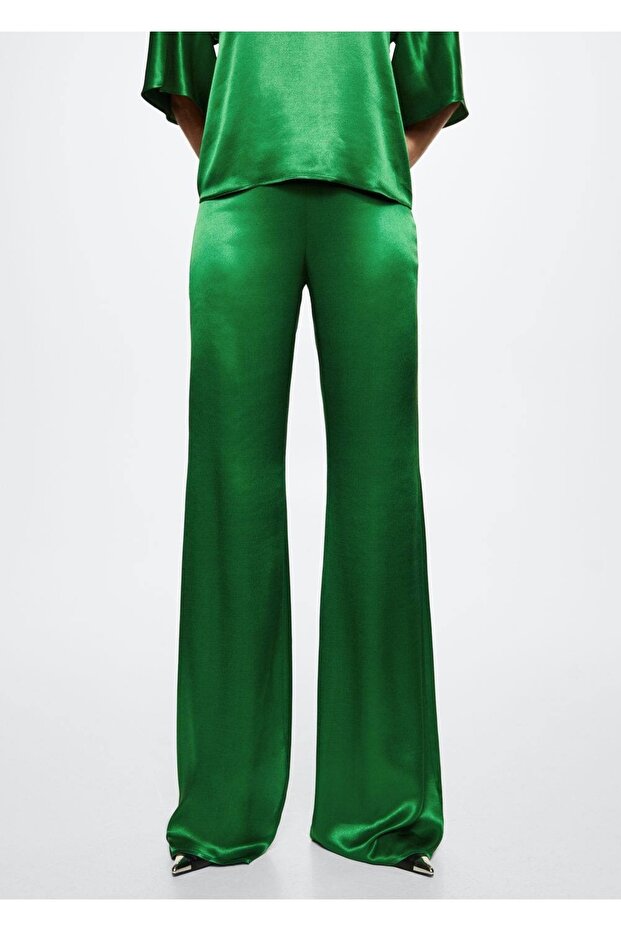Flared Saten Pantolon - 5