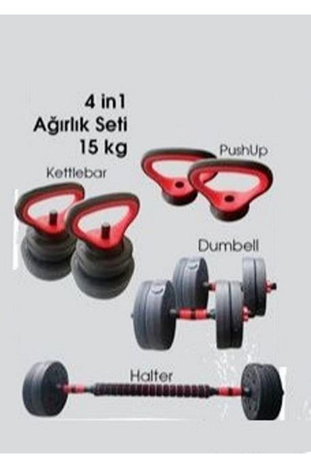 Dynamıc Dumbbell +kettlebell+barbell 15 Kg Ağırlık Seti - 1