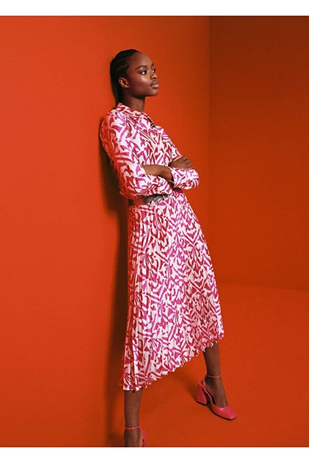 Desenli Pilili Etek - 10