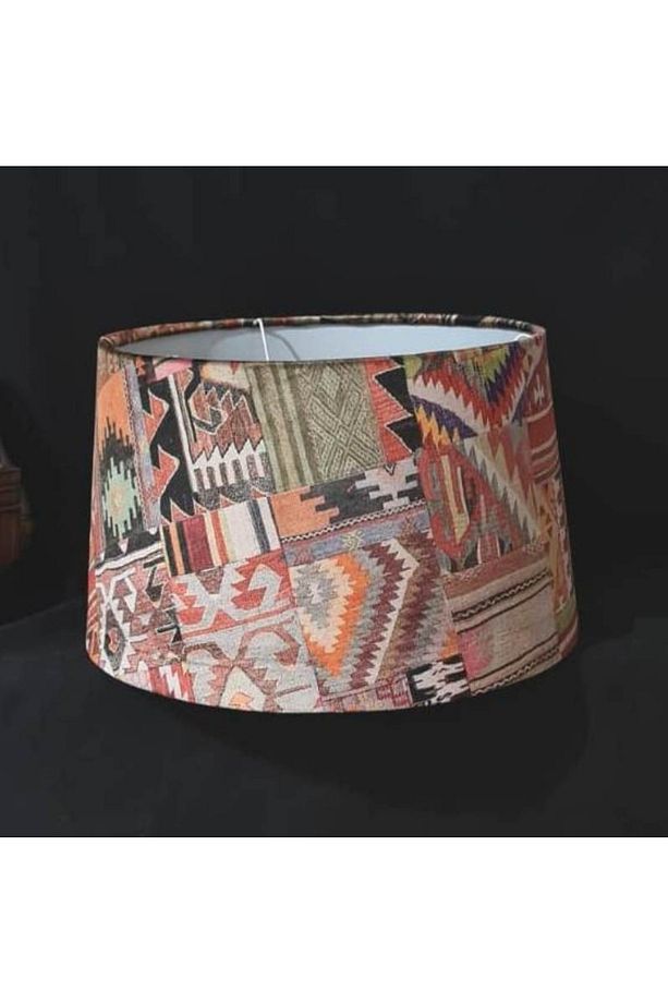 Çul Kilim Desenli Lambader Başlığı Lambader Şapkası 40 Çap Kumaş - 1