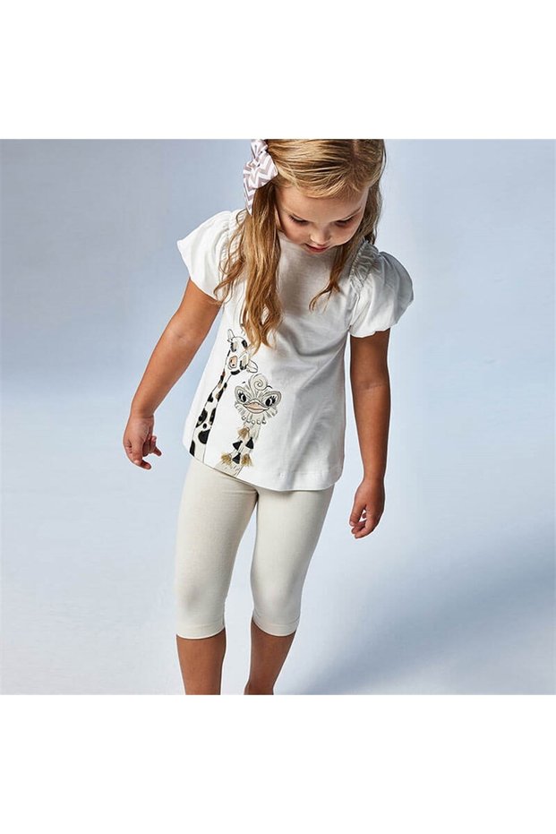 Girl's Beige Giraffe Tights Set