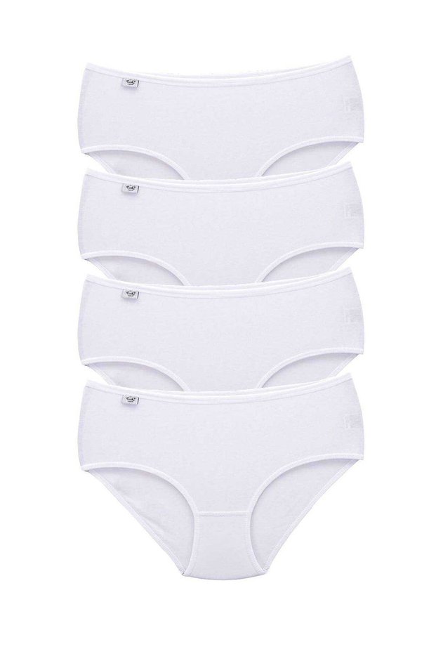 4 Pieces Passion Women High Waist Bato Thin Rubber Panties White