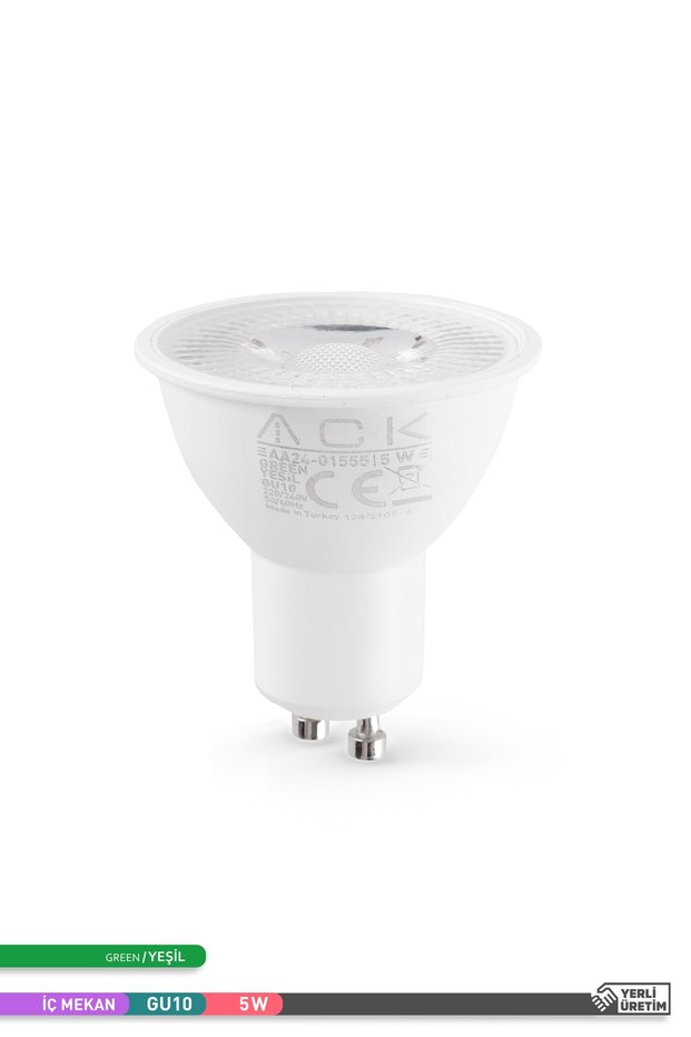 5w Reflektörlü Led Ampul Yeşil Gu10