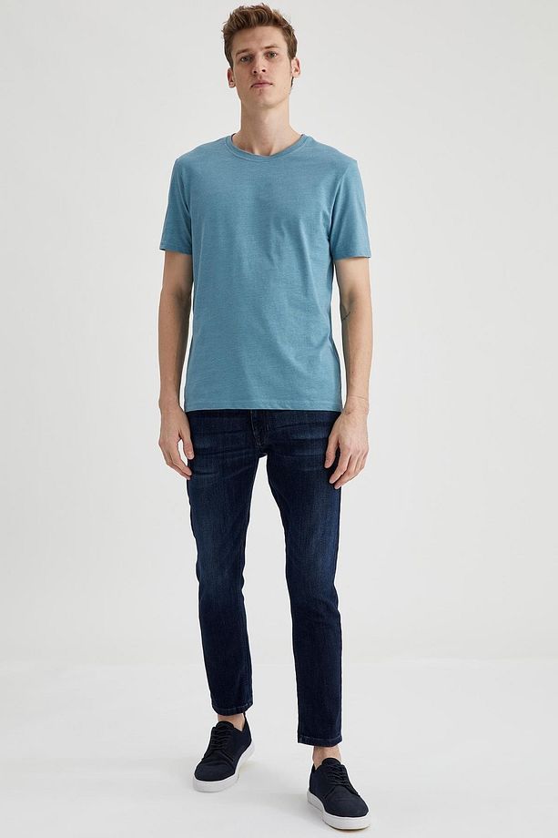 Regular Fit Bisiklet Yaka Basic Pamuklu Penye Tişört - 3
