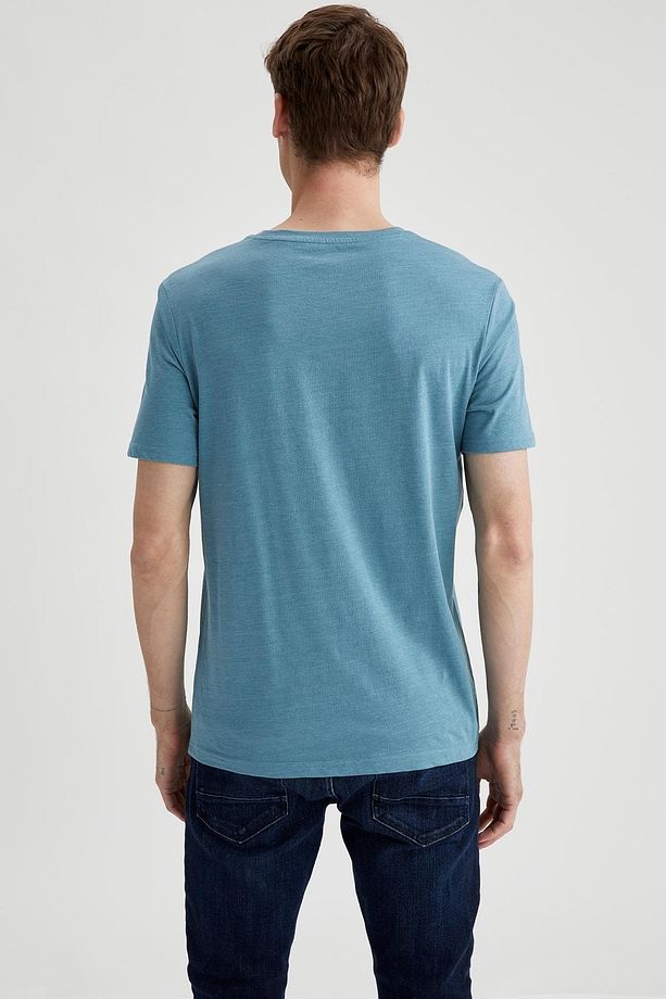 Regular Fit Bisiklet Yaka Basic Pamuklu Penye Tişört - 7