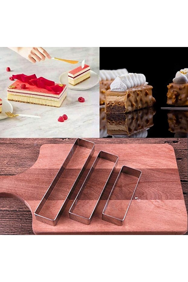 Narkalıp Rectangular Tiramisu Cake Mold 3 Pieces - 4