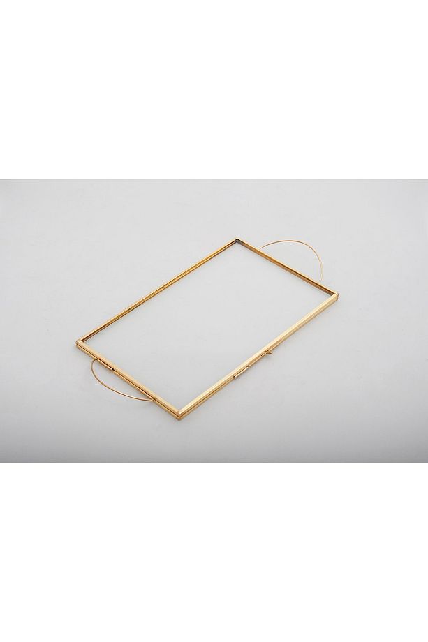 25x15cm Pirinç Gold Kapaklı Cam Söz Nişan Servis Mutfak Yüzük Sunum Tepsi Damat Kahvesi Organizasyon - 6