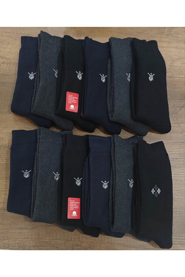Men's 12 Pairs Winter Thick Terry Socks Cotton