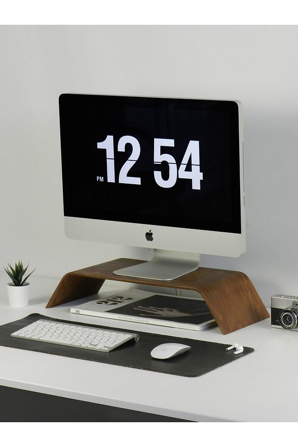 Doğal Ahşap Bilgisayar Monitörü Yükseltici Stant Ve Ekran Yükseltici - 7