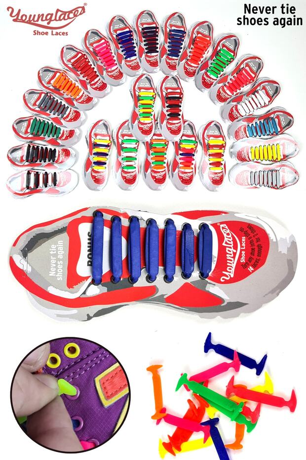 Young Laces New Generation Silicone Shoelaces Set of 14 Rescue from Lacing 007