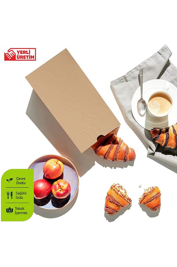 50 Adet 15x24 Kraft Şamua Kese Kağıdı Poğaça Tost Sandviç Kahvaltı Poşeti - 3