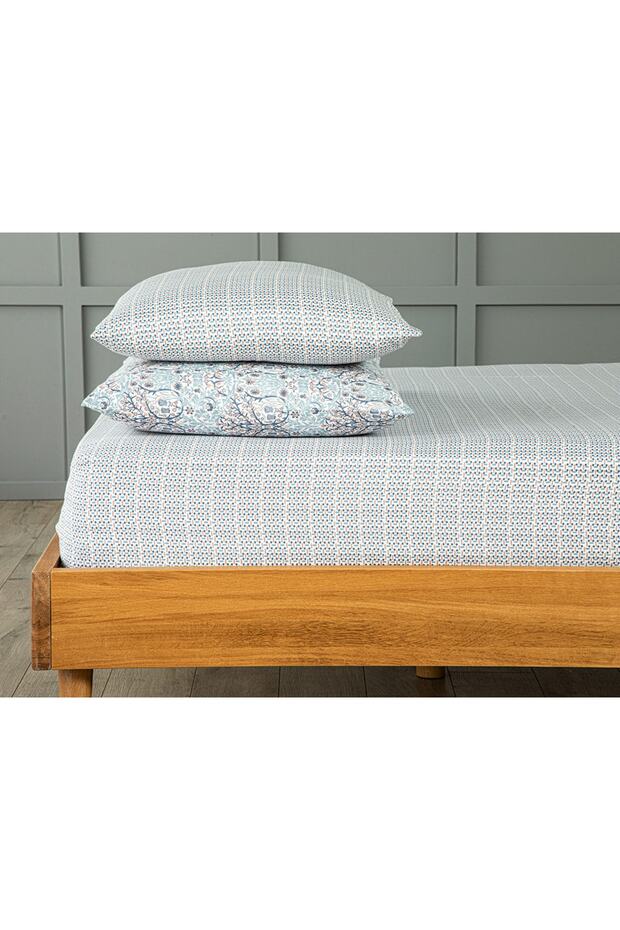 Trellis Easy-Iron Double Sheet 240x260 Cm Blue - Cinnamon