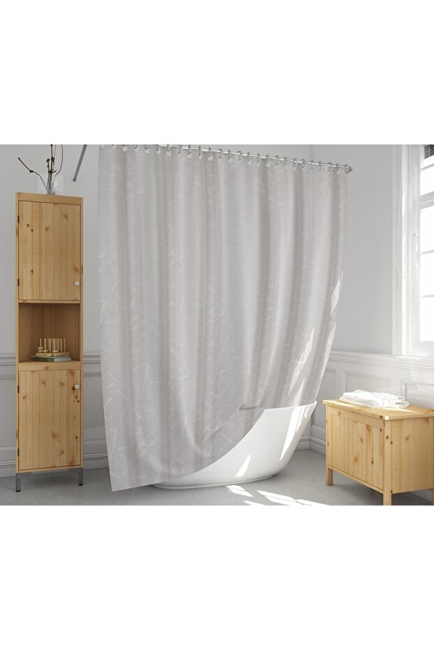 Bathroom Curtain 1X110X200 Single Panel Shower Curtain with Ring Gift Shower Cabin Curtain 5026 White