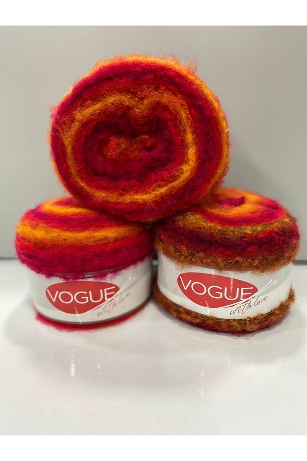600gr Ihrac Fazlasi Cha Cha El Örgü Ipi - Sarı/kırmızı - 3