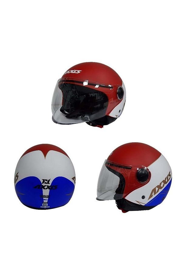 Axxıs Square Bıtone Matt Yarım Kask - Kırmızı-Mavi - 1