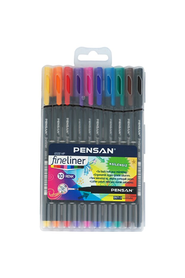 قلم Fineliner ذو طرف لباد 0.4 مم 10 قطع في صندوق بلاستيكي 6500 حصان