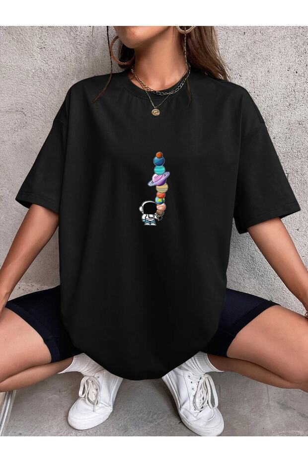 Planets Printed Women's Oversize Tshirt-