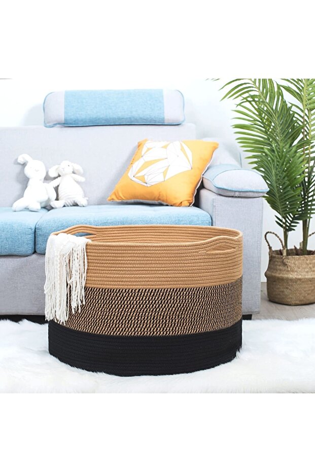 Large Size Jute Cotton Basket, Baby Stuff Collection Basket, Soft Large Storage Basket