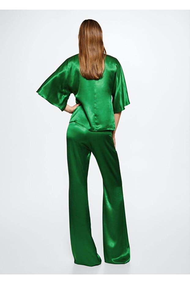Flared Saten Pantolon - 4
