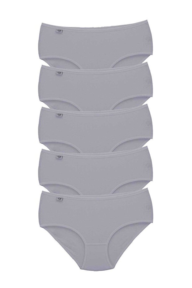 5 Pieces Women's High Waist Bato Thin Rubber Panties Gray