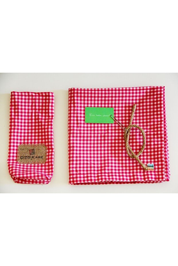 مفرش طاولة من القماش القطني الوردي - 2