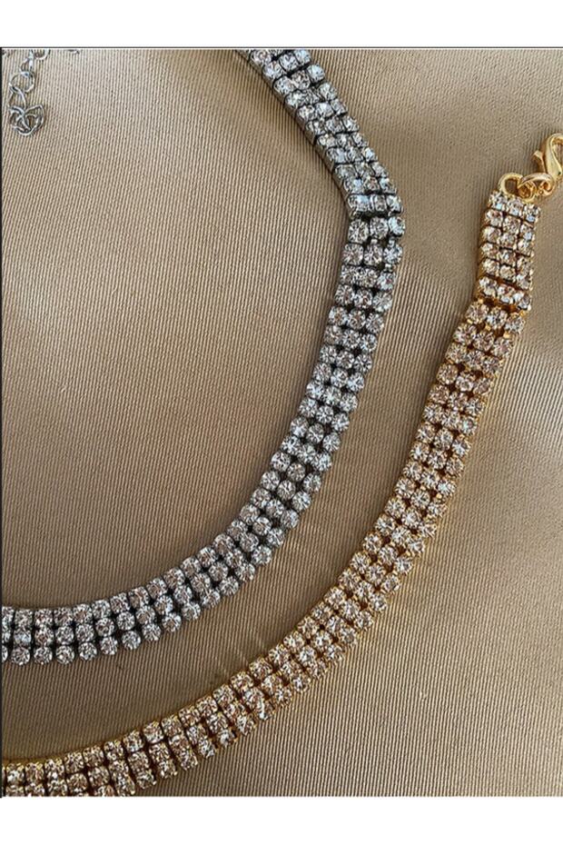 Three Rows of Waterway Women's Necklace Silver Color