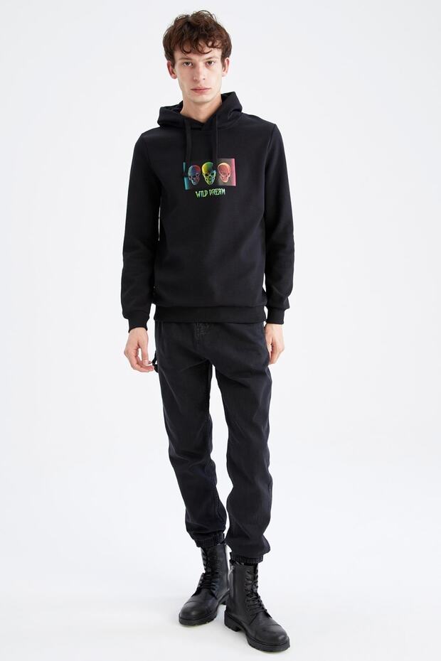 Slim Fit Kapüşonlu Sweatshirt - 2