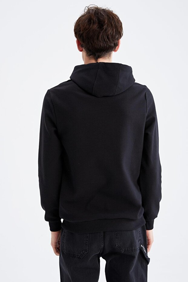 Slim Fit Kapüşonlu Sweatshirt - 5