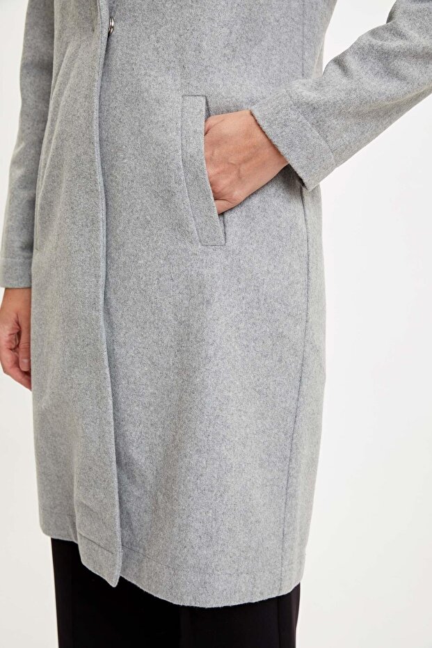 Düğmeli Kaşe Kaban - 3