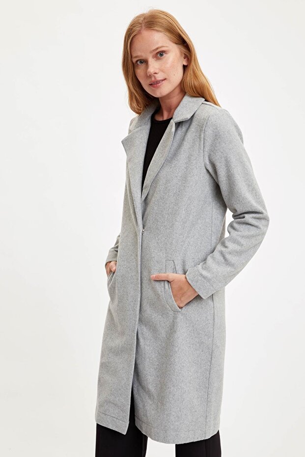 Düğmeli Kaşe Kaban - 5