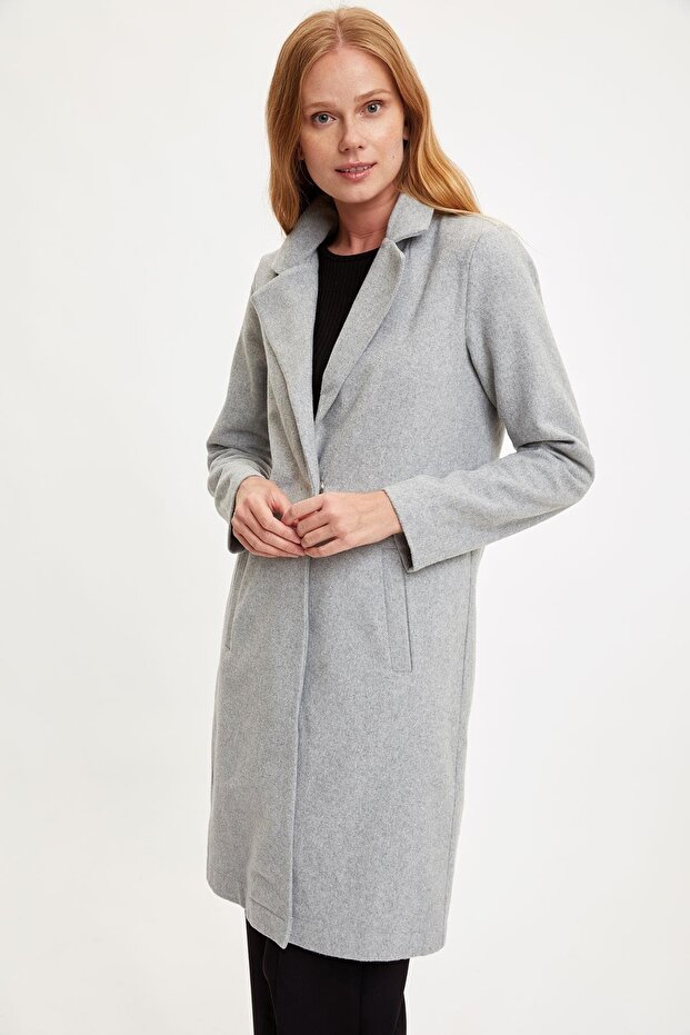 Düğmeli Kaşe Kaban - 6