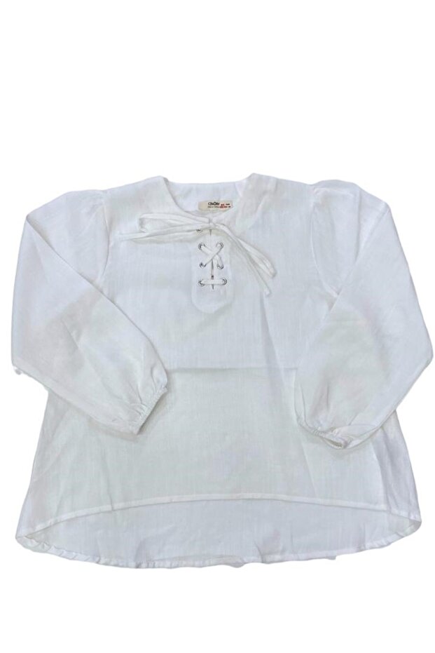 Girl's Cotton Front Lace Front Short Long Shirt