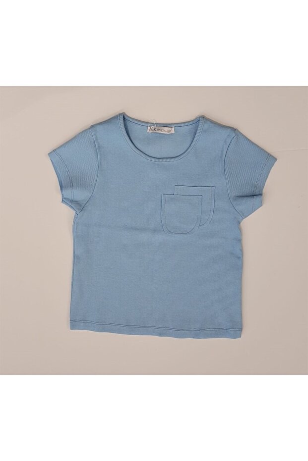 Girl's Cotton, Ribbed, Stretchy Double Pocket Blouse