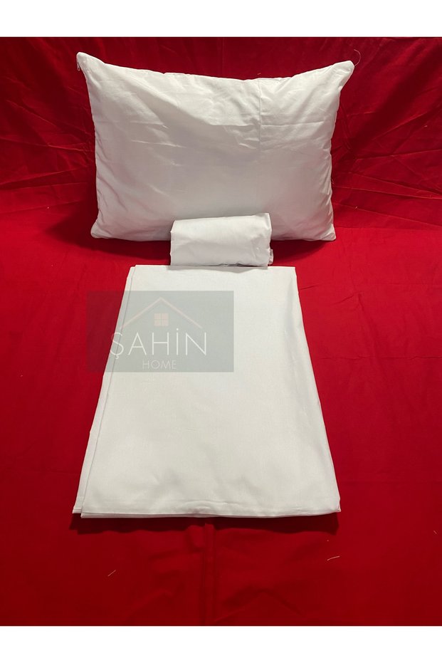 White Single Duvet Cover Set with Elastic Sheet (Elastic Sheet 100x200)