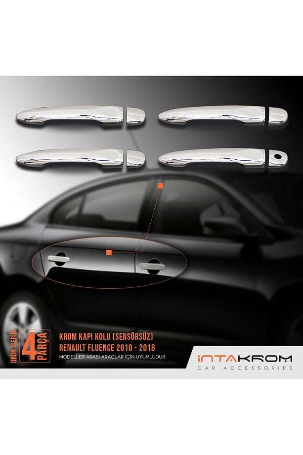 Renault Fluence Krom Kapı Kolu 4 Parça 2010 -2018 - Sensörsüz - 6
