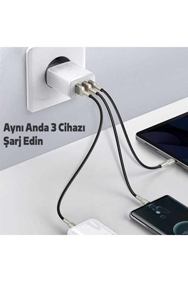 Compact 30w 2 Usb + Type-c Çıkışlı Hızlı Şarj Başlığı Beyaz - 5