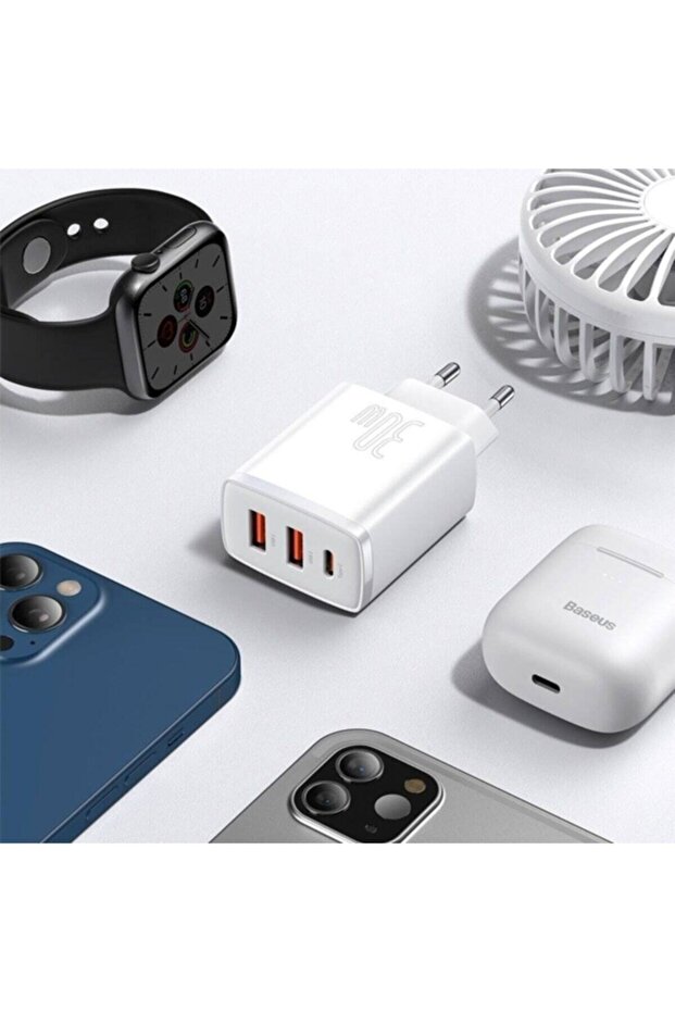 Compact 30w 2 Usb + Type-c Çıkışlı Hızlı Şarj Başlığı Beyaz - 6