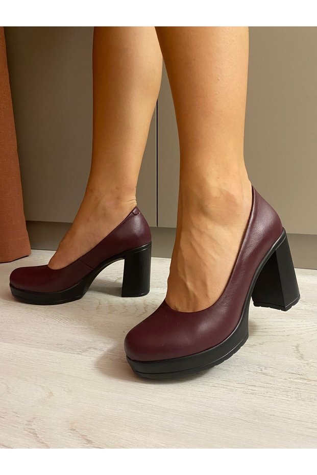 Women's Genuine Leather Classic Heeled Shoes 34-40