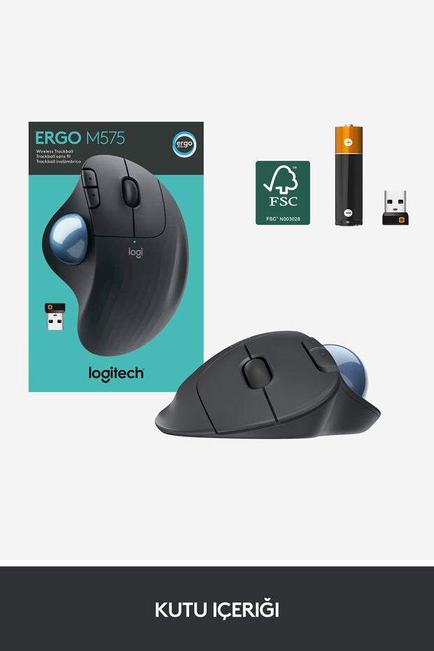 Ergo M575 Kablosuz Iztopu Özellikli Konforlu Ergonomik Mouse - Siyah - 8