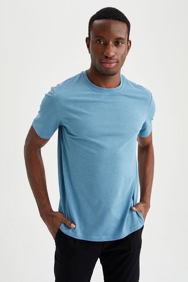 Regular Fit Bisiklet Yaka Basic Pamuklu Penye Tişört - 10